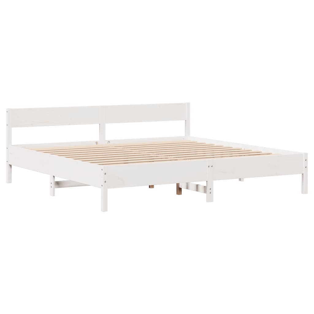 Cama sem colchão 200x200 cm madeira de pinho maciça branco