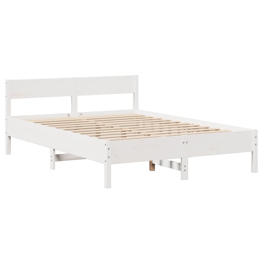 Cama sem colchão 150x200 cm madeira de pinho maciça branco