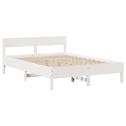 Cama sem colchão 150x200 cm madeira de pinho maciça branco