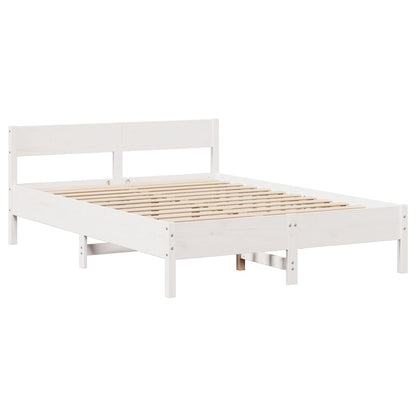 Cama sem colchão 140x200 cm madeira de pinho maciça branco