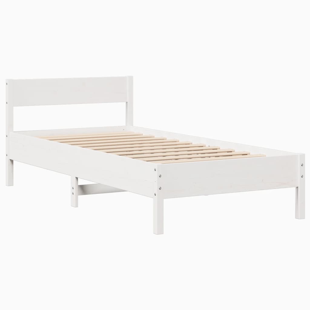 Cama sem colchão 100x200 cm madeira de pinho maciça branco