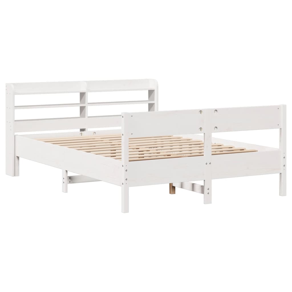 Cama sem colchão 140x190 cm madeira de pinho maciça branco