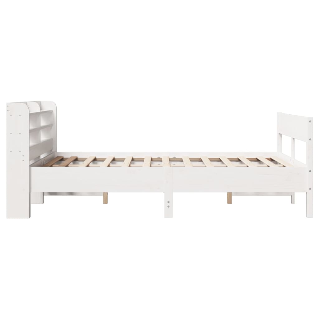 Cama sem colchão 140x190 cm madeira de pinho maciça branco