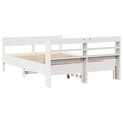 Cama sem colchão 140x190 cm madeira de pinho maciça branco