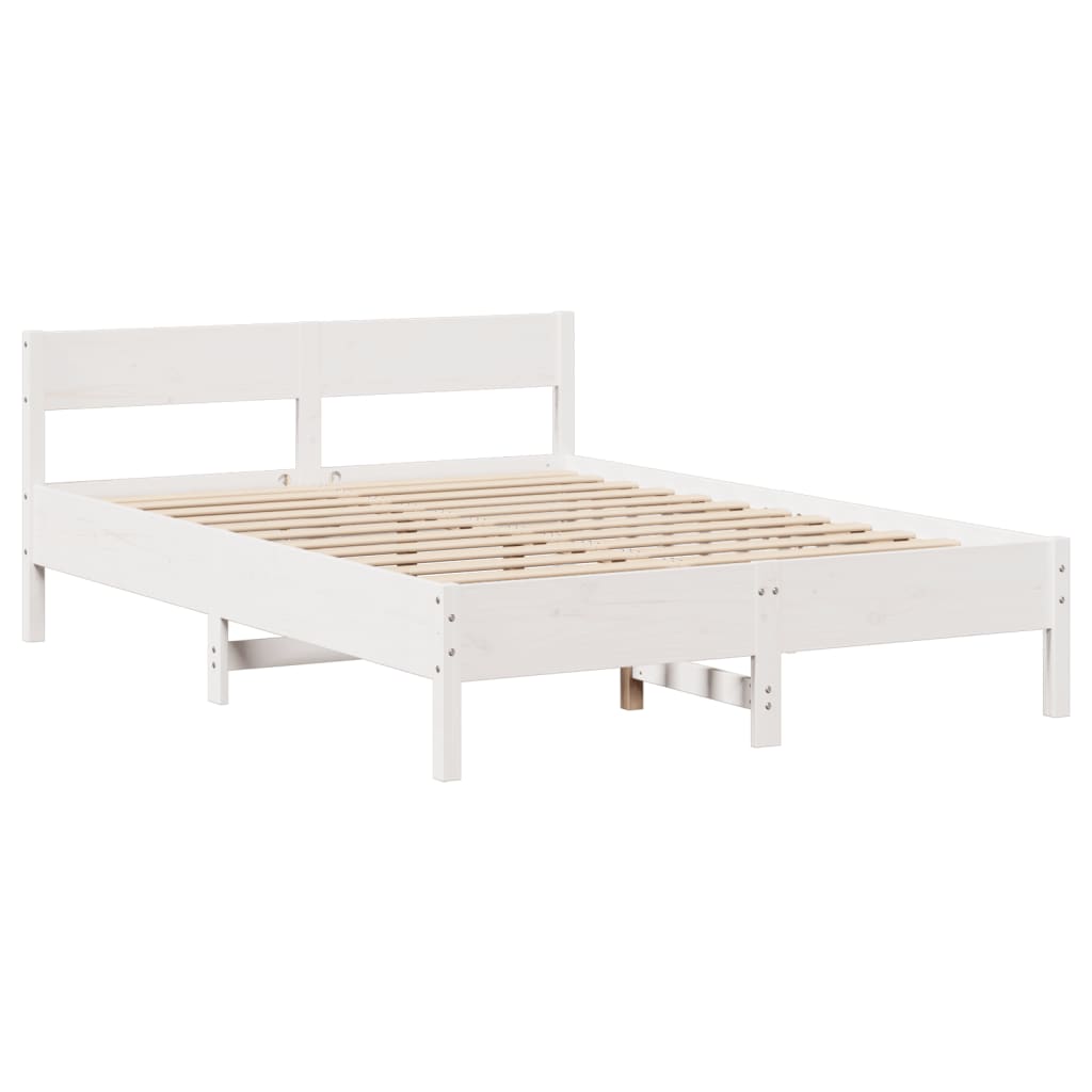 Cama sem colchão 140x190 cm madeira de pinho maciça branco