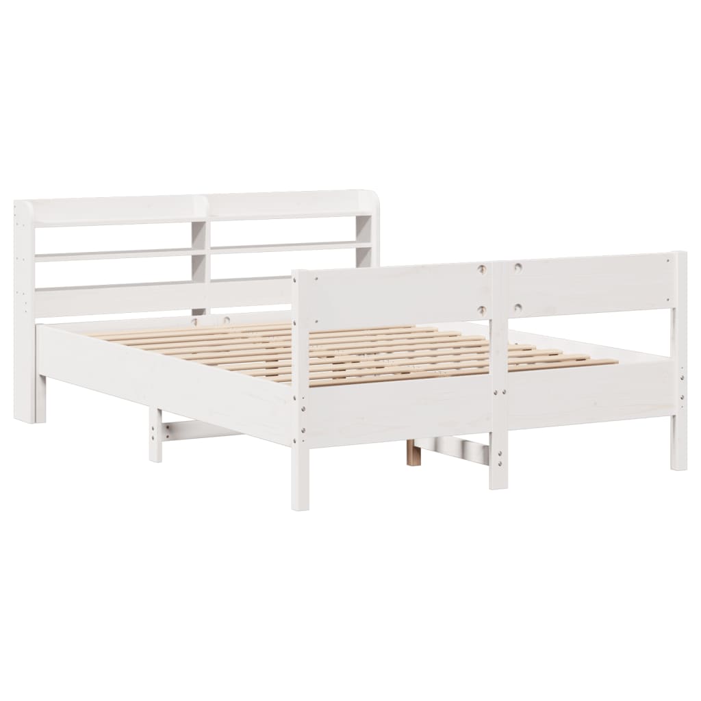 Cama sem colchão 135x190 cm madeira de pinho maciça branco