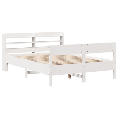 Cama sem colchão 135x190 cm madeira de pinho maciça branco