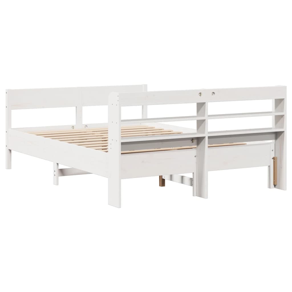 Cama sem colchão 135x190 cm madeira de pinho maciça branco