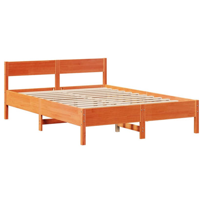 Cama sem colchão 120x190 cm madeira pinho maciça castanho-mel