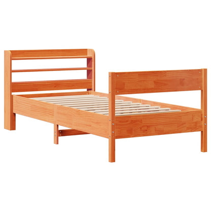 Cama sem colchão 90x190 cm madeira de pinho maciça castanho-mel