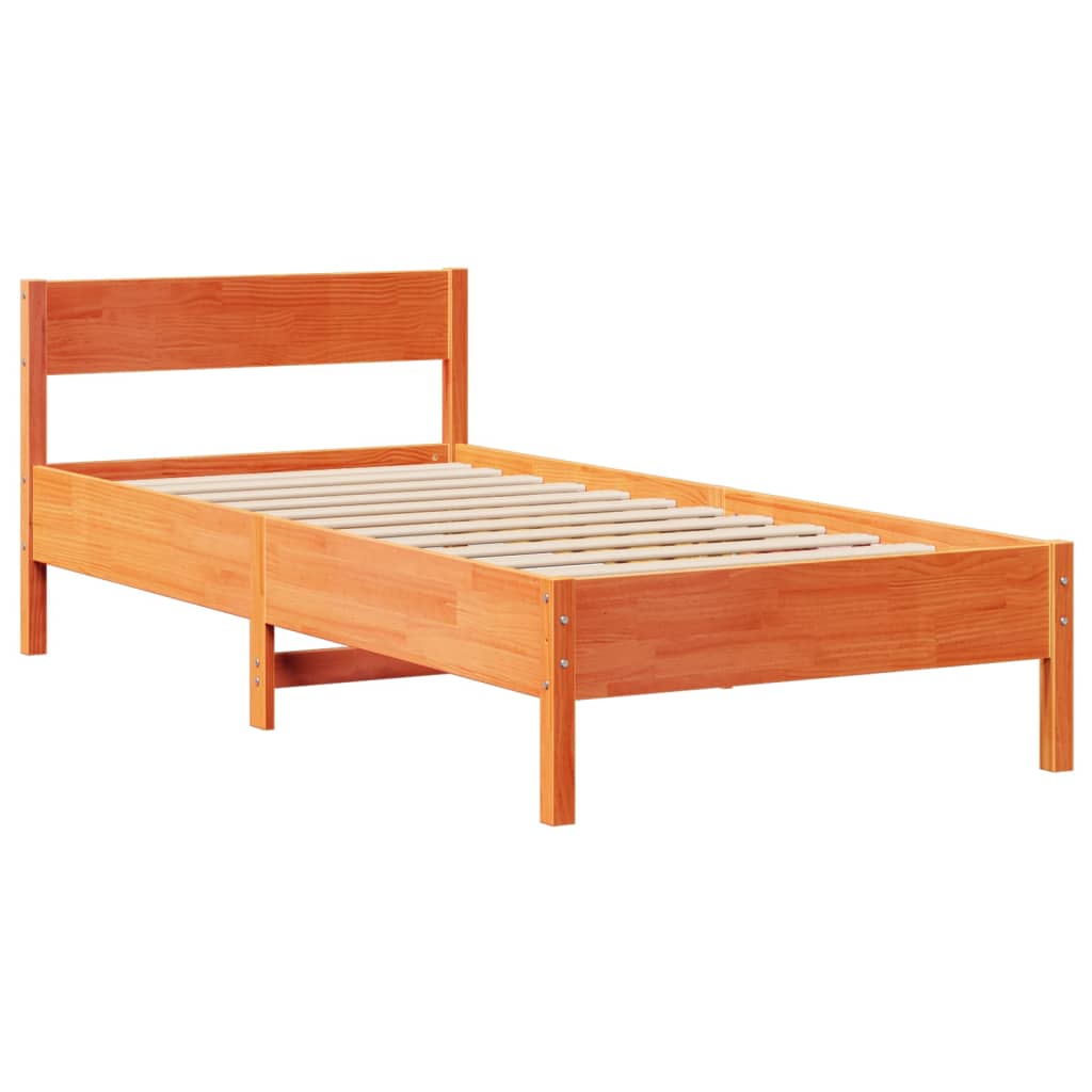 Cama sem colchão 90x190 cm madeira de pinho maciça castanho-mel