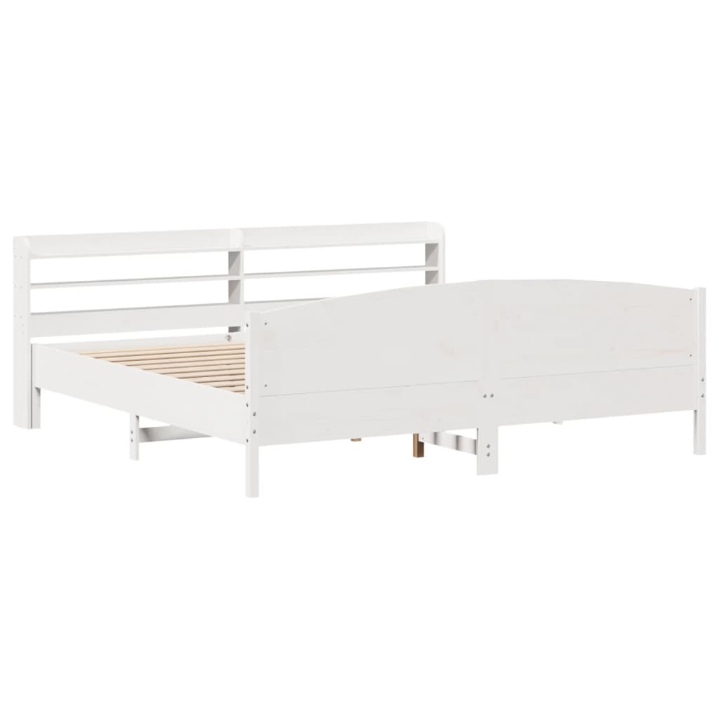 Cama sem colchão 200x200 cm madeira de pinho maciça branco