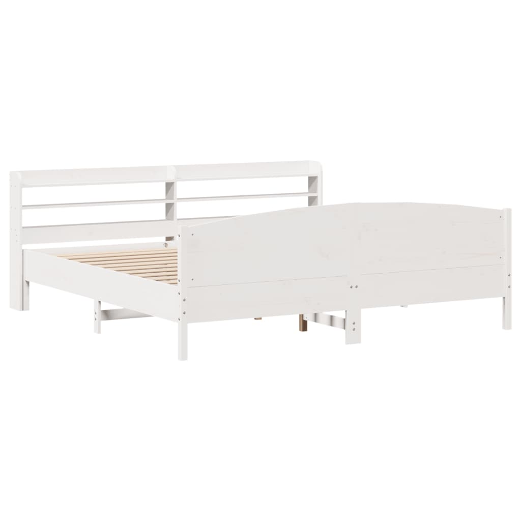 Cama sem colchão 180x200 cm madeira de pinho maciça branco