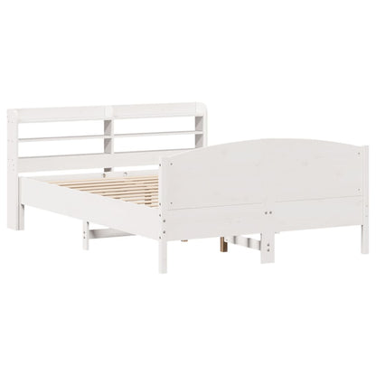 Cama sem colchão 150x200 cm madeira de pinho maciça branco