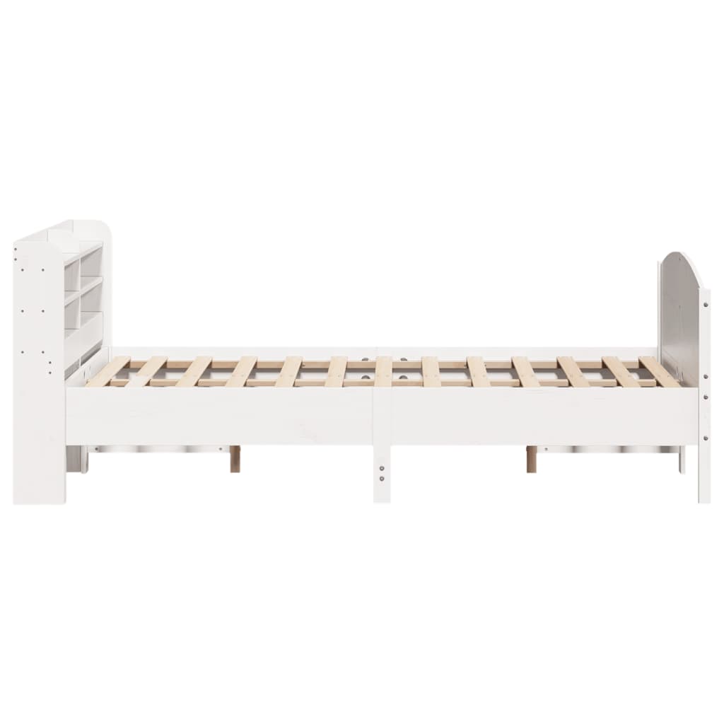 Cama sem colchão 150x200 cm madeira de pinho maciça branco