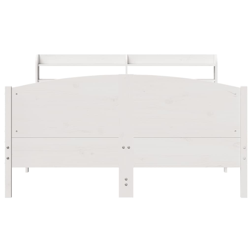 Cama sem colchão 140x200 cm madeira de pinho maciça branco