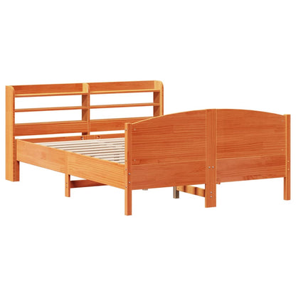 Cama sem colchão 135x190 cm madeira pinho maciça castanho-mel