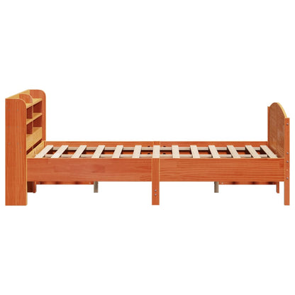 Cama sem colchão 135x190 cm madeira pinho maciça castanho-mel