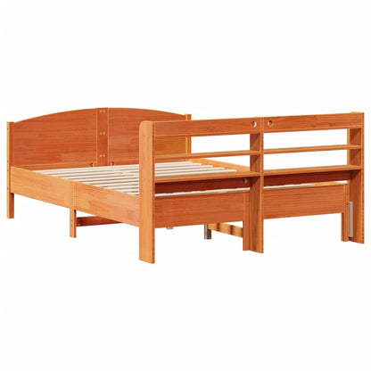 Cama sem colchão 135x190 cm madeira pinho maciça castanho-mel