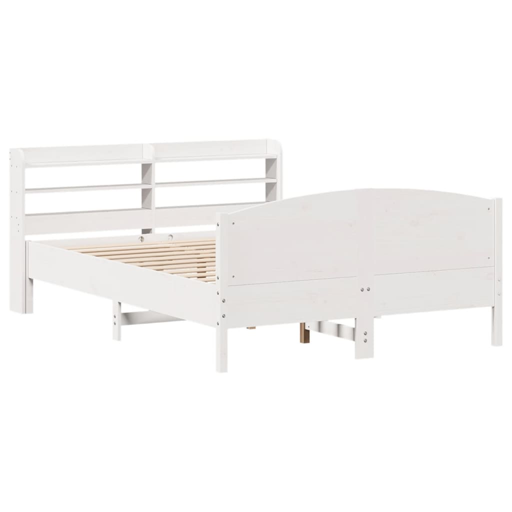 Cama sem colchão 120x190 cm madeira de pinho maciça branco