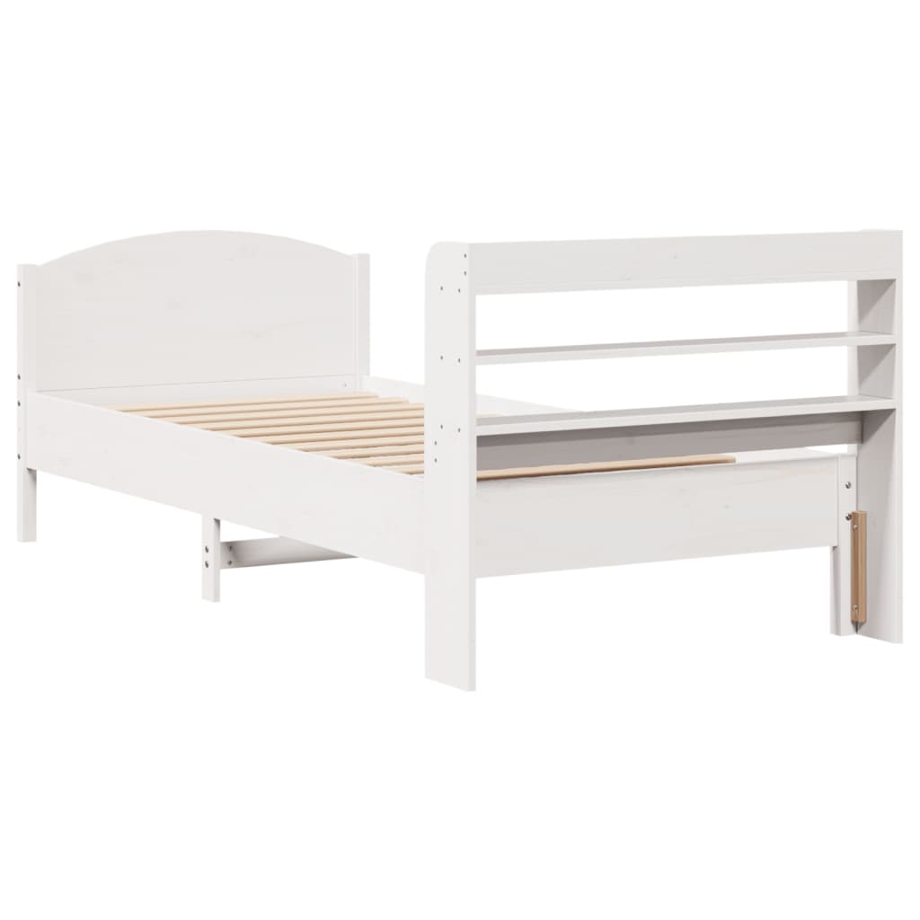 Cama sem colchão 75x190 cm madeira de pinho maciça branco