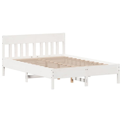 Cama sem colchão 150x200 cm madeira de pinho maciça branco