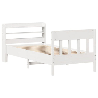 Cama sem colchão 100x200 cm madeira de pinho maciça branco