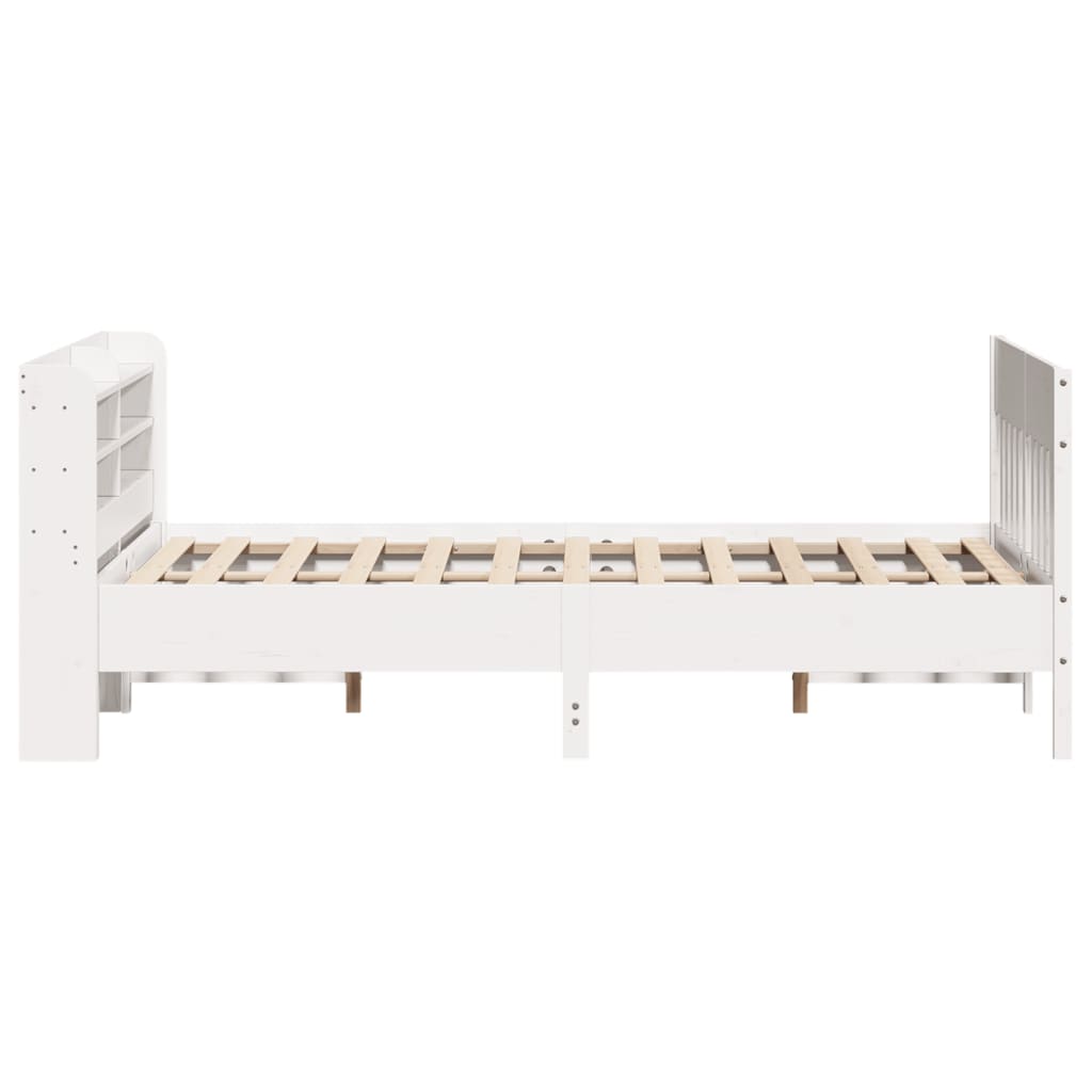 Cama sem colchão 140x190 cm madeira de pinho maciça branco