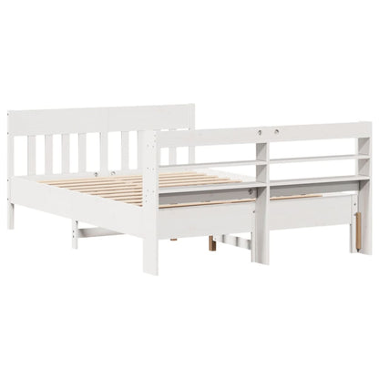 Cama sem colchão 140x190 cm madeira de pinho maciça branco