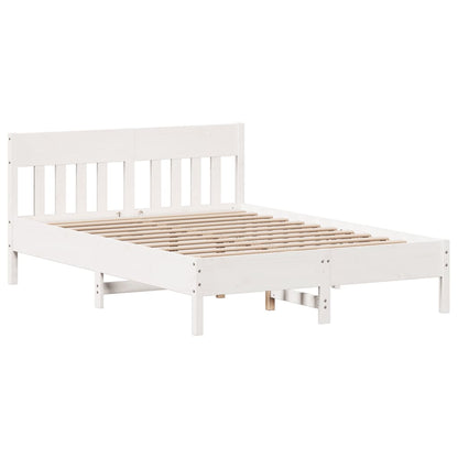 Cama sem colchão 140x190 cm madeira de pinho maciça branco