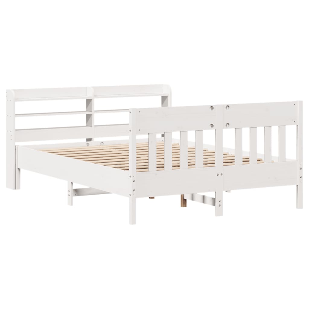 Cama sem colchão 135x190 cm madeira de pinho maciça branco