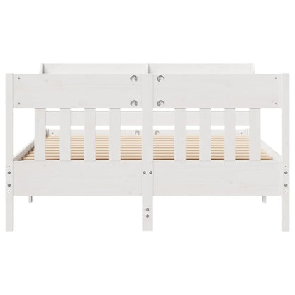 Cama sem colchão 135x190 cm madeira de pinho maciça branco