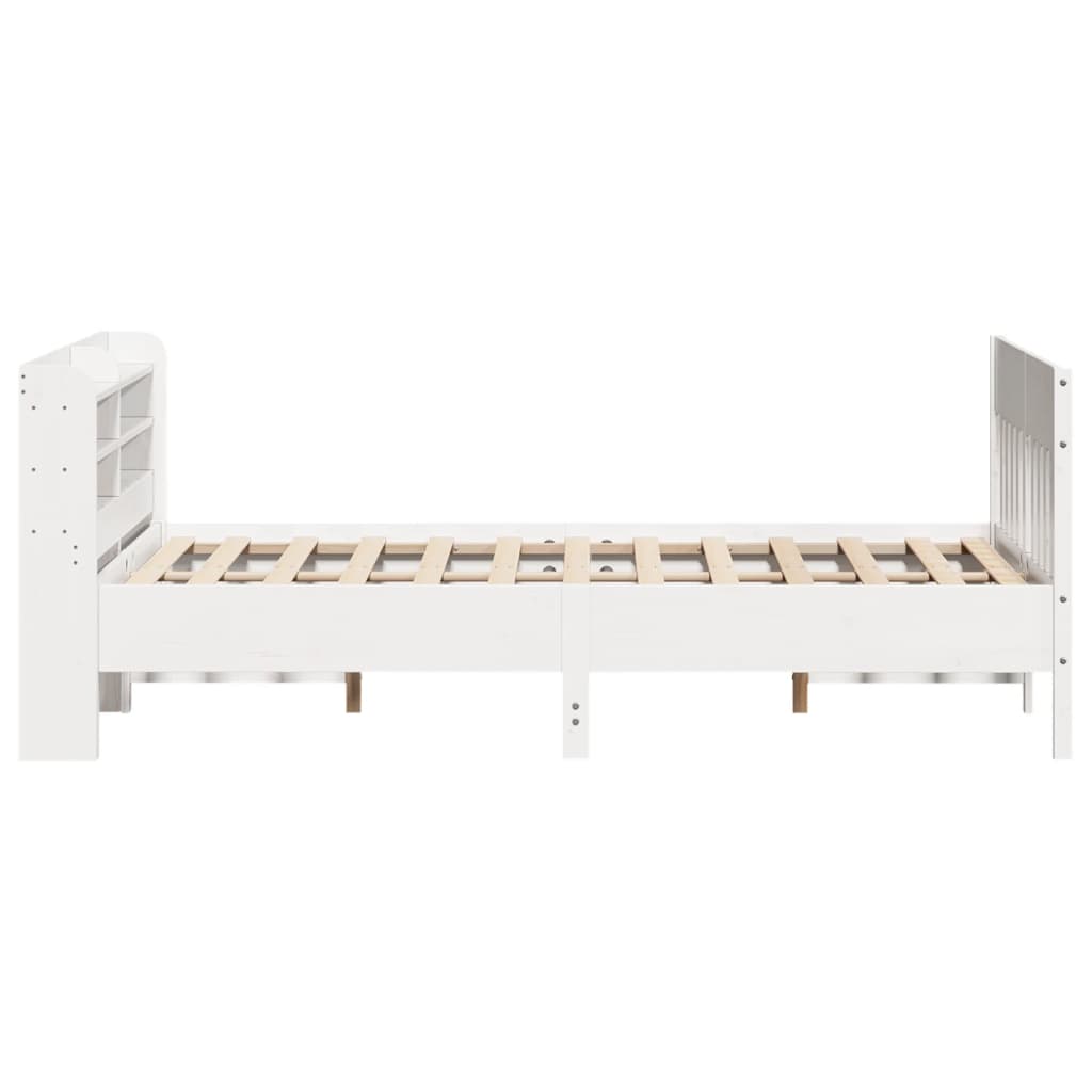 Cama sem colchão 135x190 cm madeira de pinho maciça branco