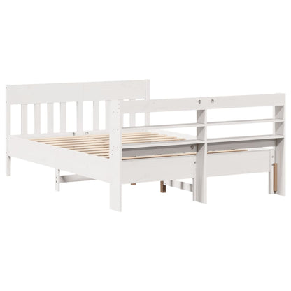 Cama sem colchão 135x190 cm madeira de pinho maciça branco