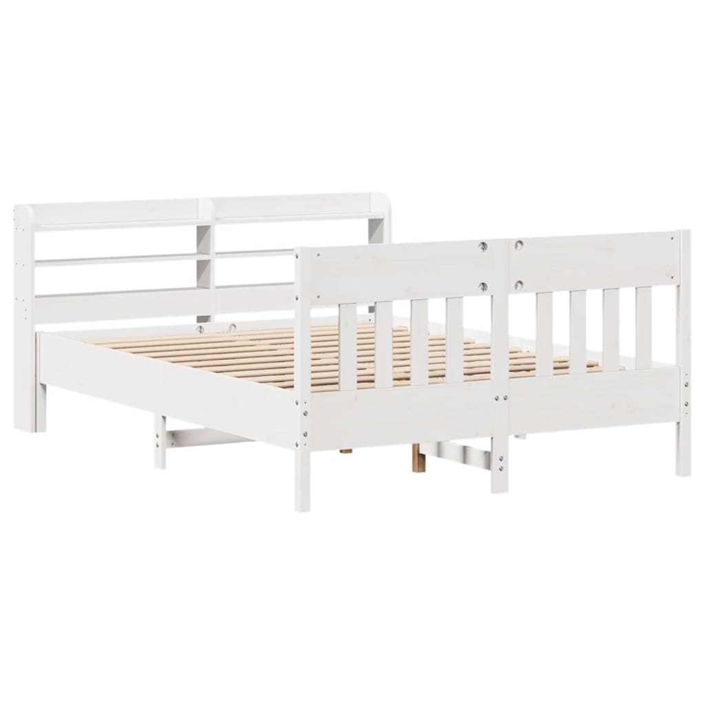 Cama sem colchão 120x190 cm madeira de pinho maciça branco