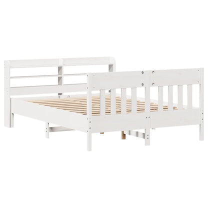 Cama sem colchão 120x190 cm madeira de pinho maciça branco