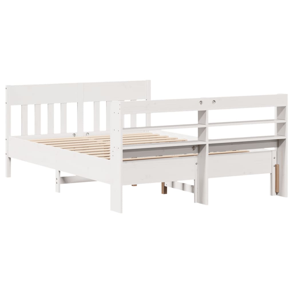 Cama sem colchão 120x190 cm madeira de pinho maciça branco