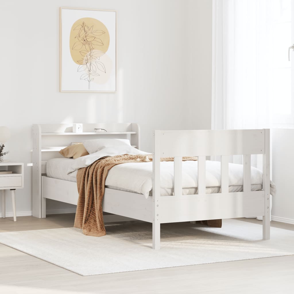 Cama sem colchão 90x190 cm madeira de pinho maciça branco