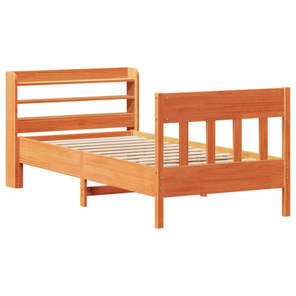 Cama sem colchão 90x190 cm madeira de pinho maciça castanho-mel