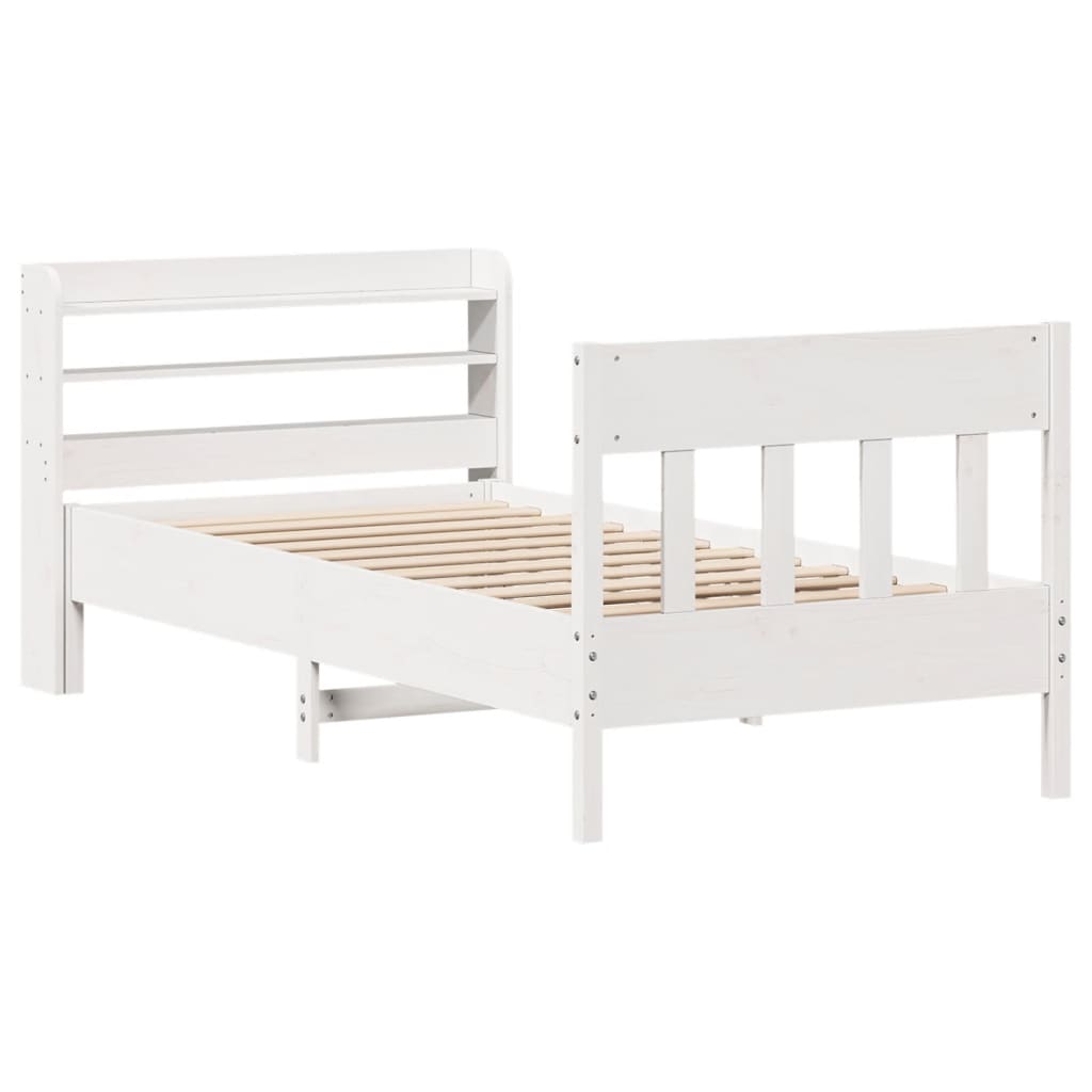 Cama sem colchão 75x190 cm madeira de pinho maciça branco