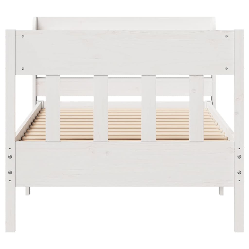 Cama sem colchão 75x190 cm madeira de pinho maciça branco