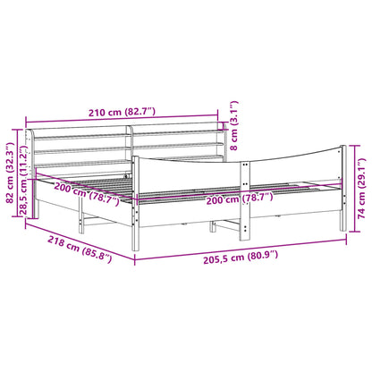 Estrutura de cama com cabeceira 200x200 cm pinho maciço