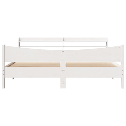 Estrutura de cama com cabeceira 200x200 cm pinho maciço branco