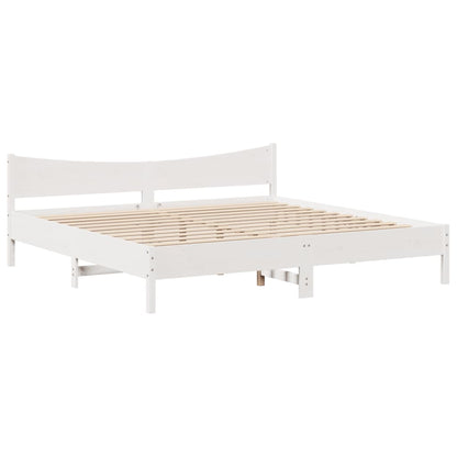 Estrutura de cama com cabeceira 200x200 cm pinho maciço branco