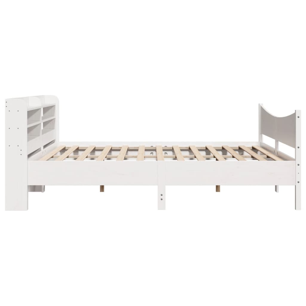 Estrutura de cama com cabeceira 200x200 cm pinho maciço branco