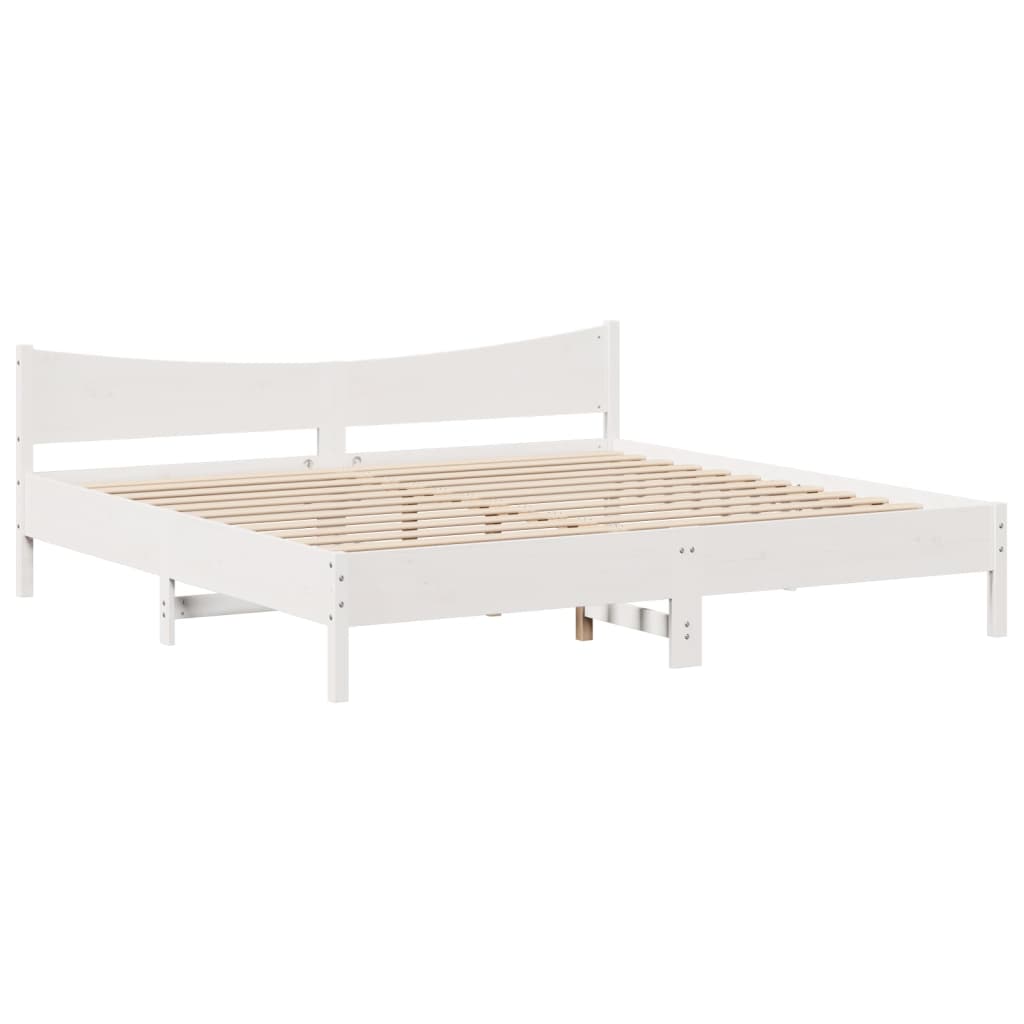 Estrutura de cama com cabeceira 180x200cm pinho maciço branco