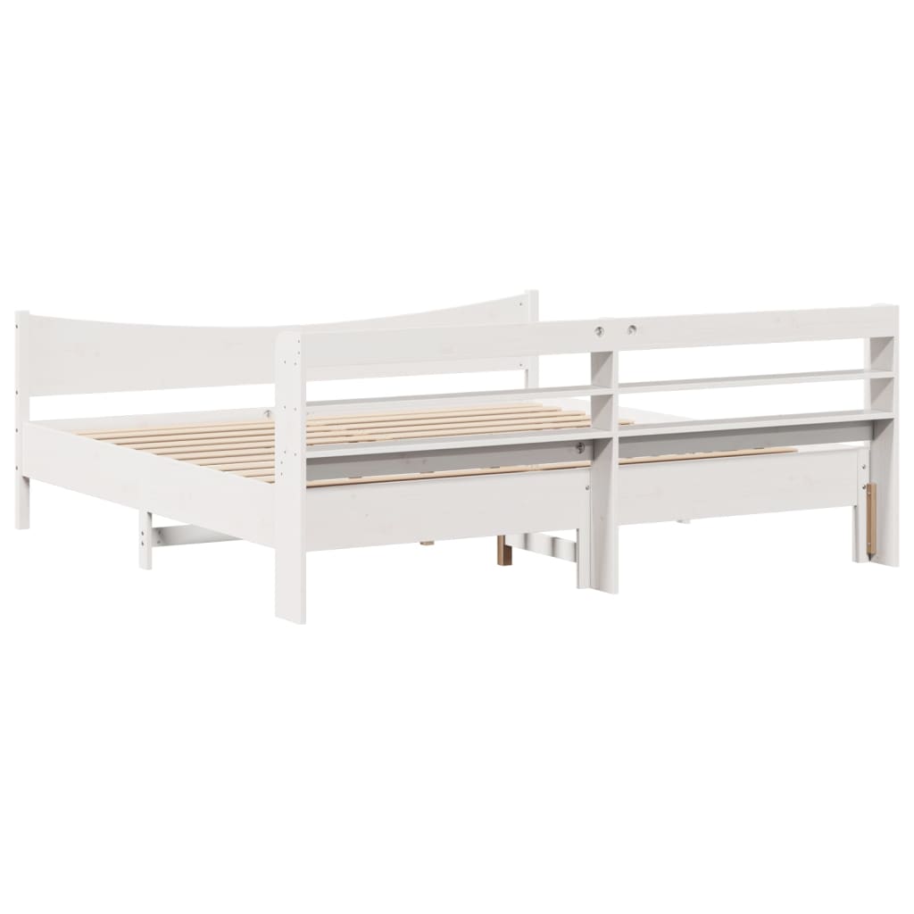 Estrutura de cama com cabeceira 180x200cm pinho maciço branco