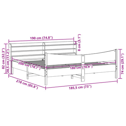 Estrutura de cama com cabeceira 180x200cm pinho maciço branco