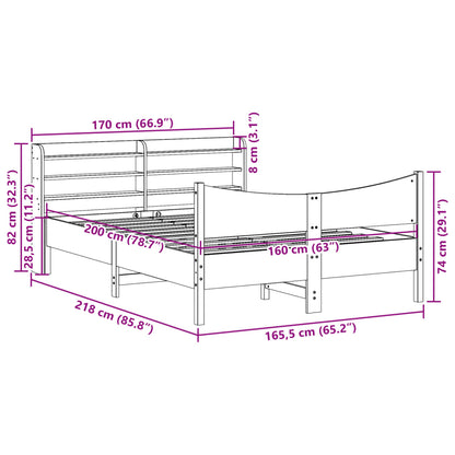 Estrutura de cama com cabeceira 160x200 cm pinho maciço