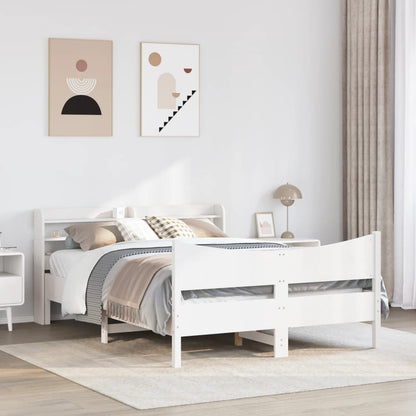 Estrutura de cama com cabeceira 160x200 cm pinho maciço branco